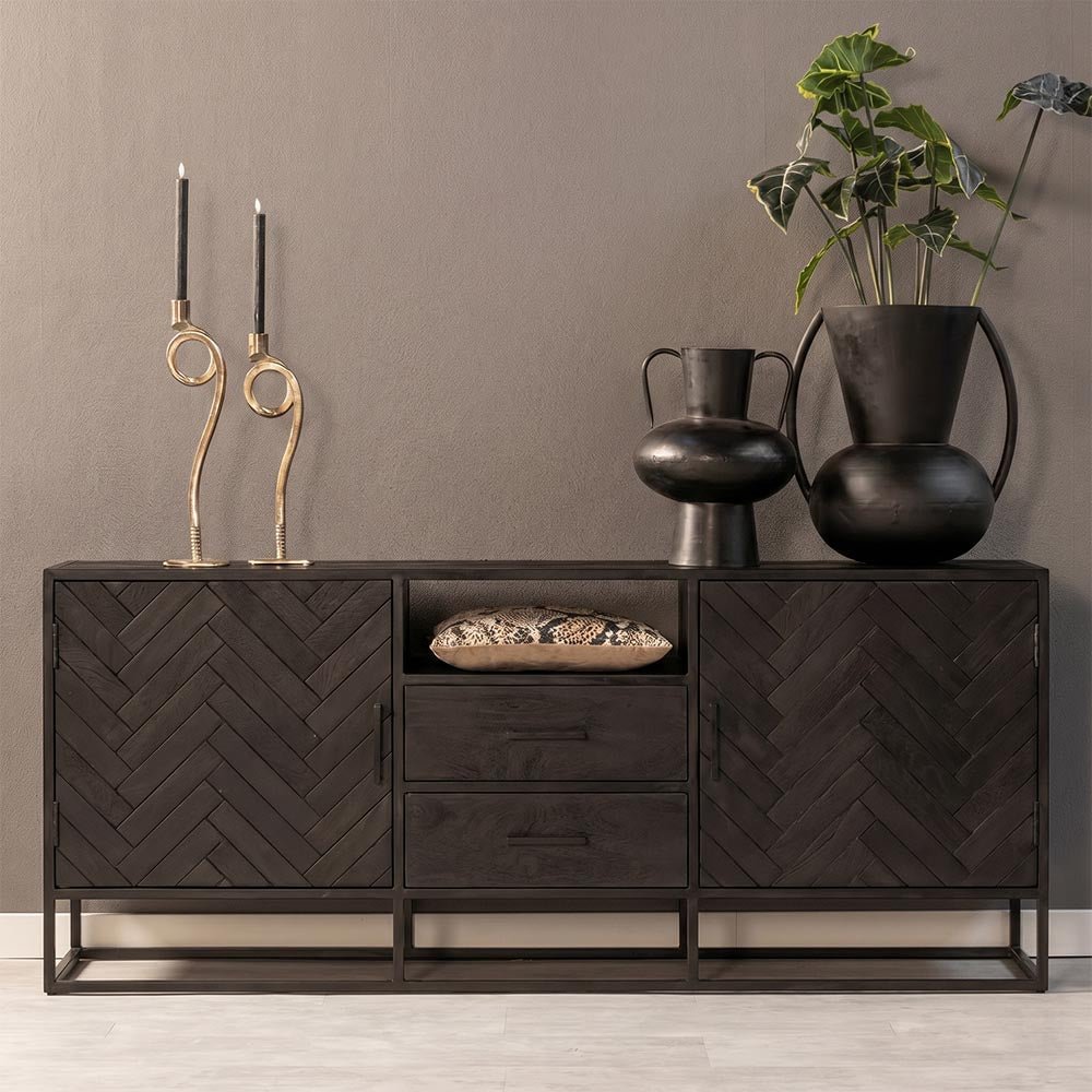 Komoda z mangového dreva Toronto Black 180 cm Mahagón