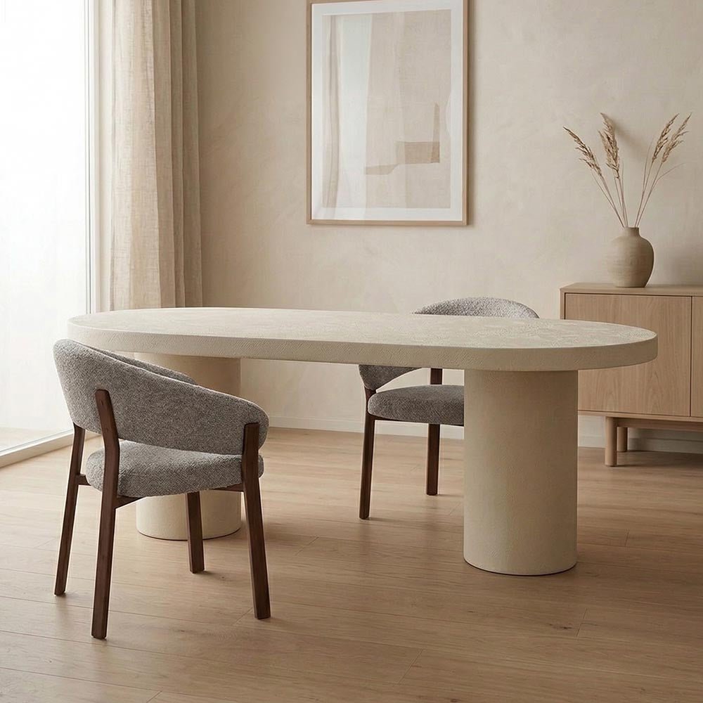 Jedálenský stôl Savannah Capsule Microcement noha v tvare valca 180 cm