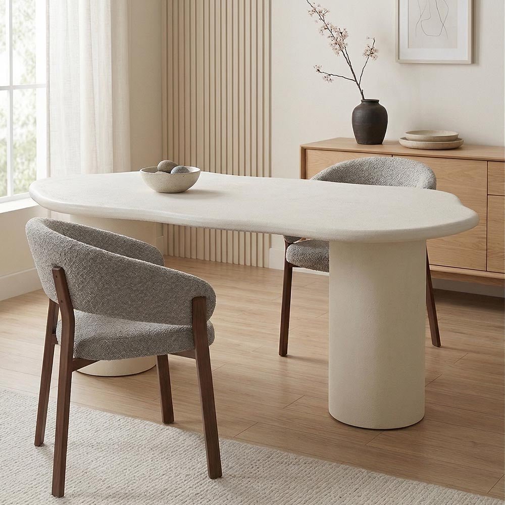 Jedálenský stôl Savannah organický Microcement noha v tvare valca 210 cm