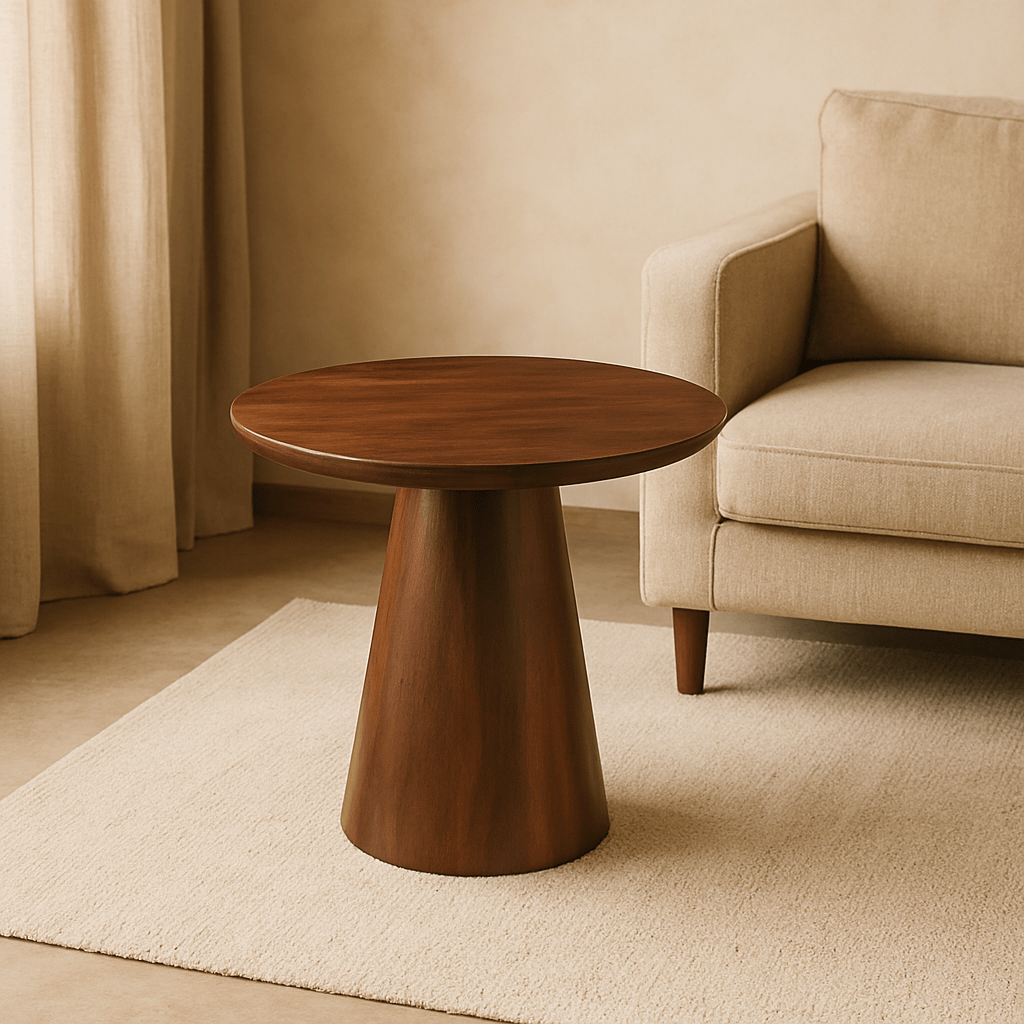 Konferenčný stolík Nova guľatý  z mangového dreva, tmavo hnedý o priemere 60 cm