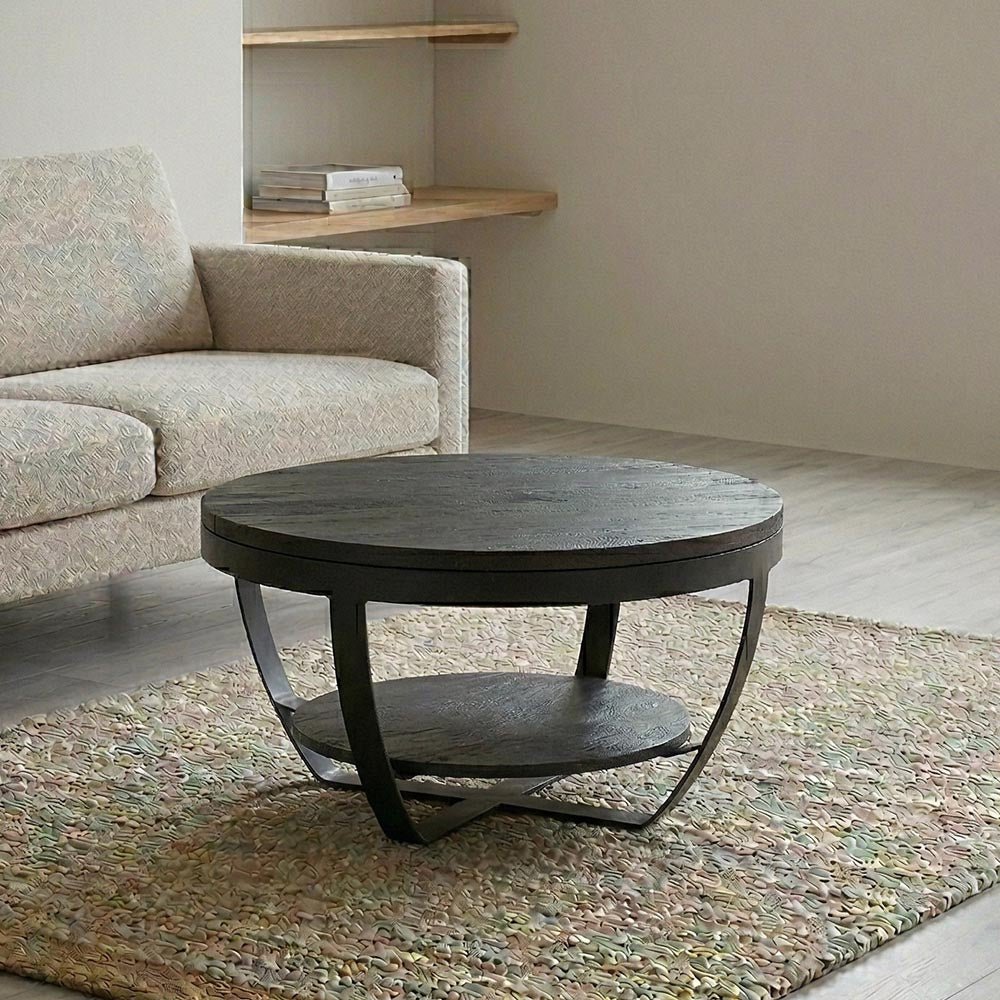 Konferenčný stolík z mangového dreva Bakersfield Black 90 cm Mahagón