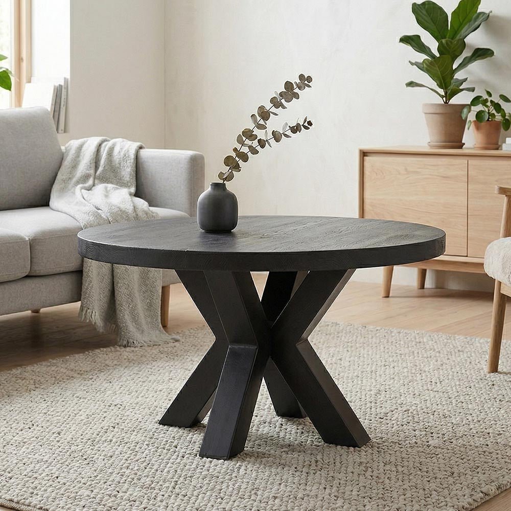 Konferenčný stolík z mangového dreva Glendale Black 70 cm Mahom