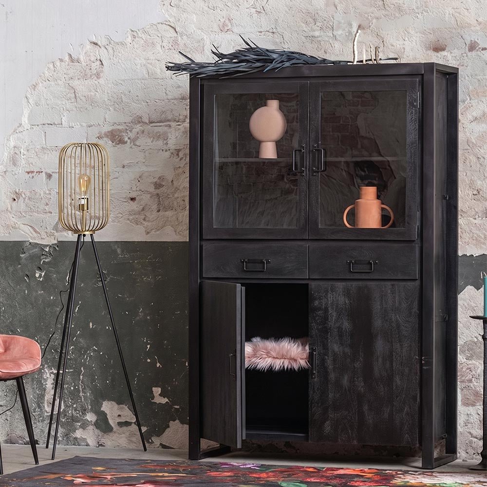 Vitrína z mangového dreva Jersy Black Mahom