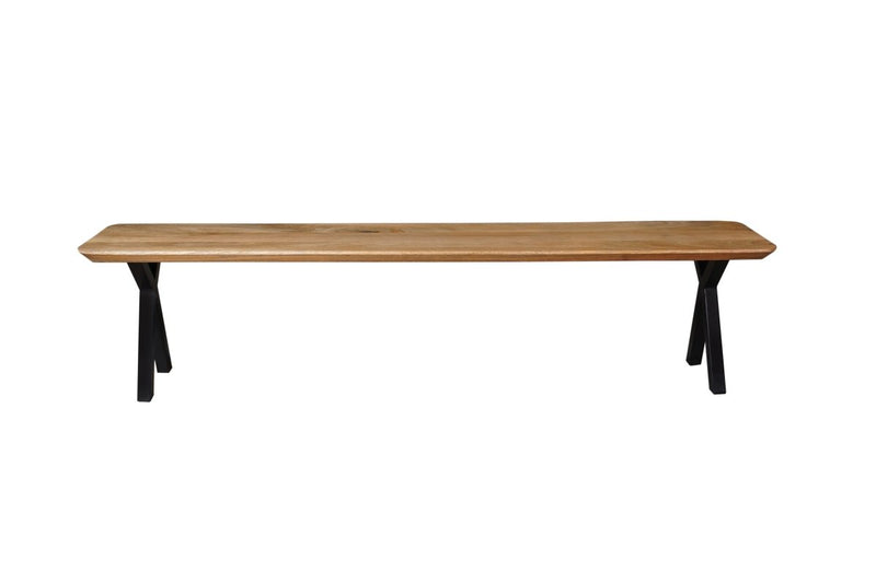 Jedálenská lavica z mangového dreva Salerno X-noha, zúžená 160x40 cm Mahom