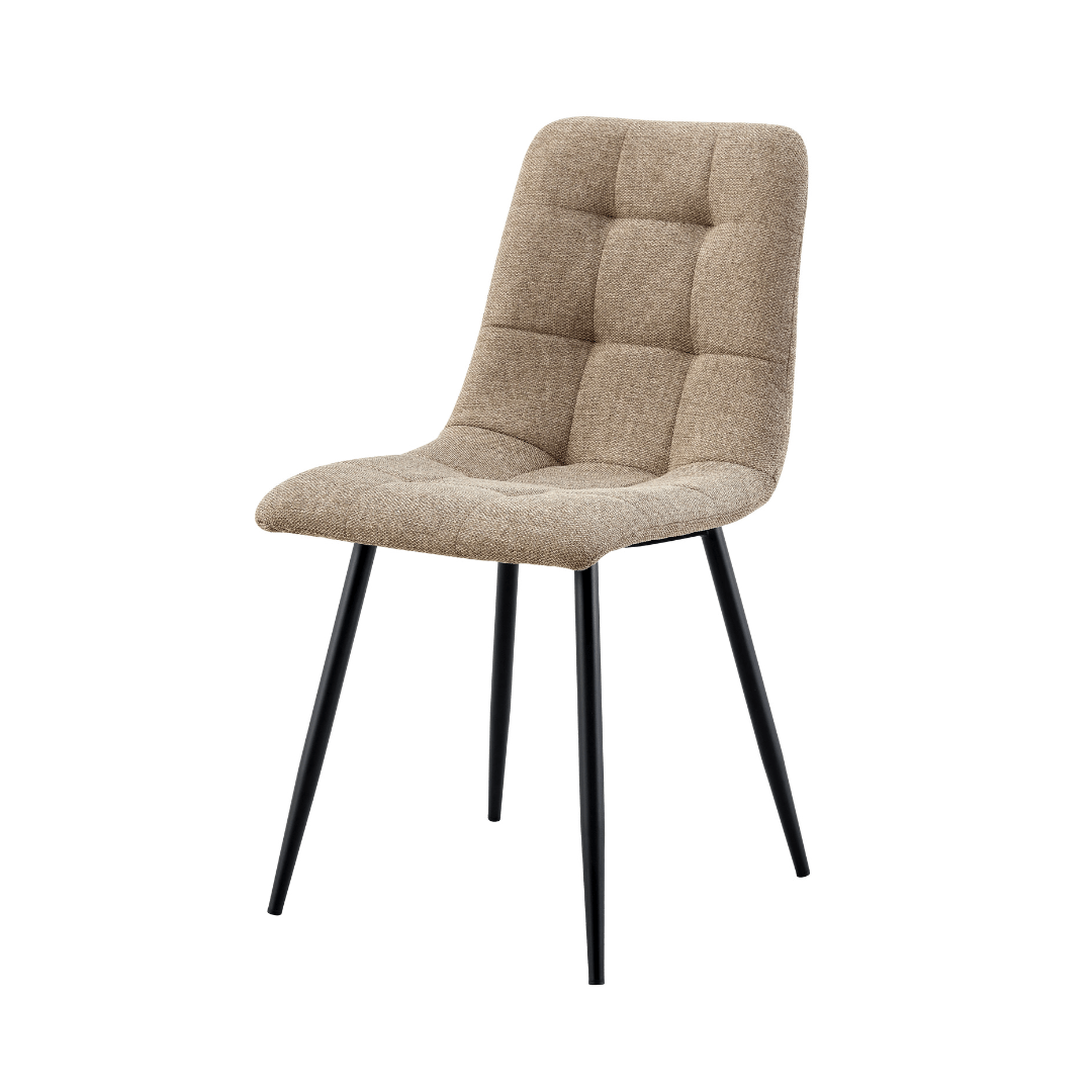 Šedo- hnedá jedálenská stolička s čiernou nohou