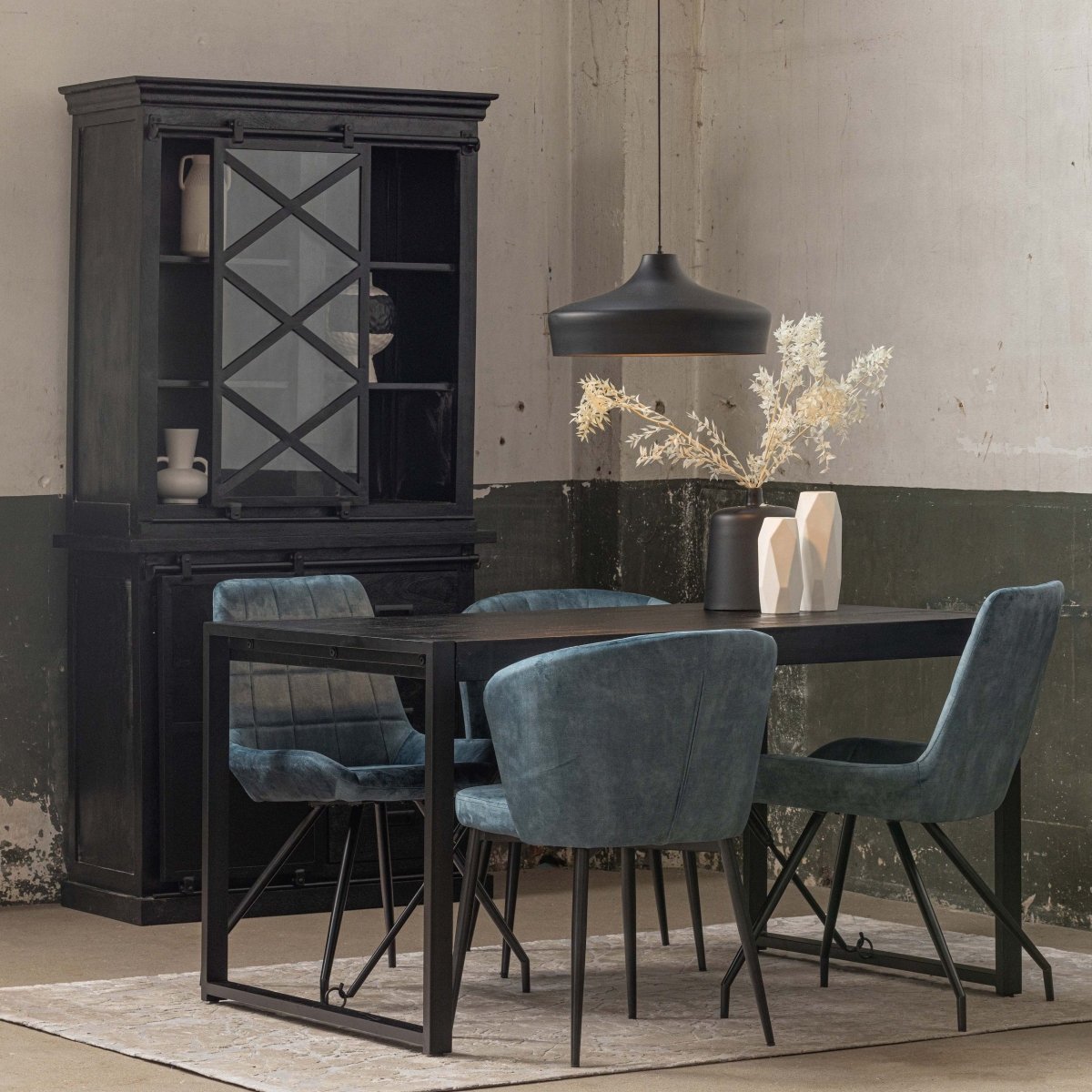 Mangový jedálenský stôl Phoenix čierny, obdĺžníkový 180x90 cm 