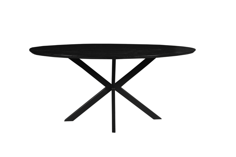 Jedálenský stôl z mangového dreva Bologna Black oválny 160x90 cm Mahom