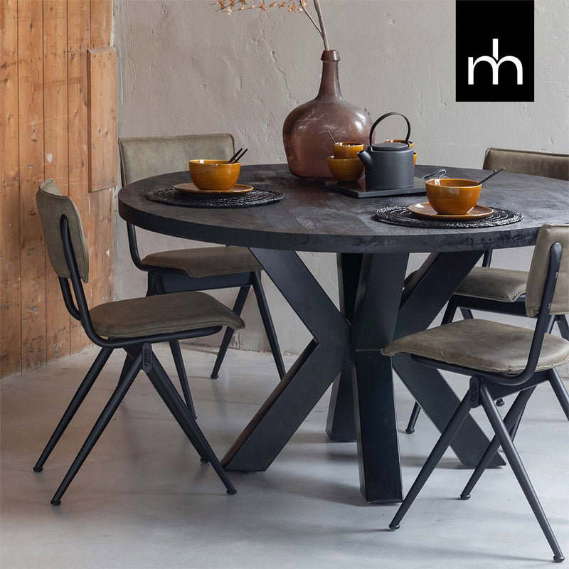 Jedálenský stôl z mangového dreva Madison Black Ø 110 okrúhly Mahom