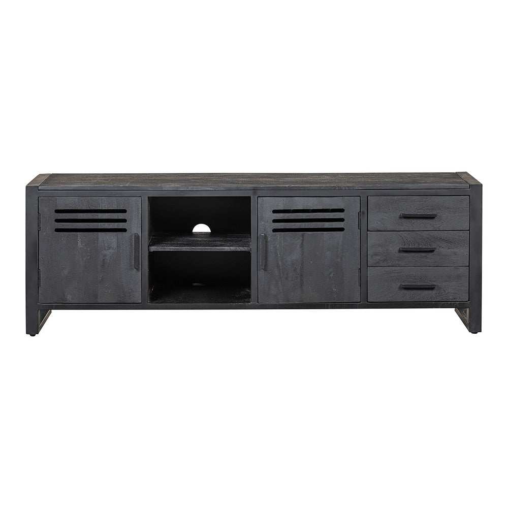 TV skrinka z mangového dreva Henderson Black 180 cm Mahom