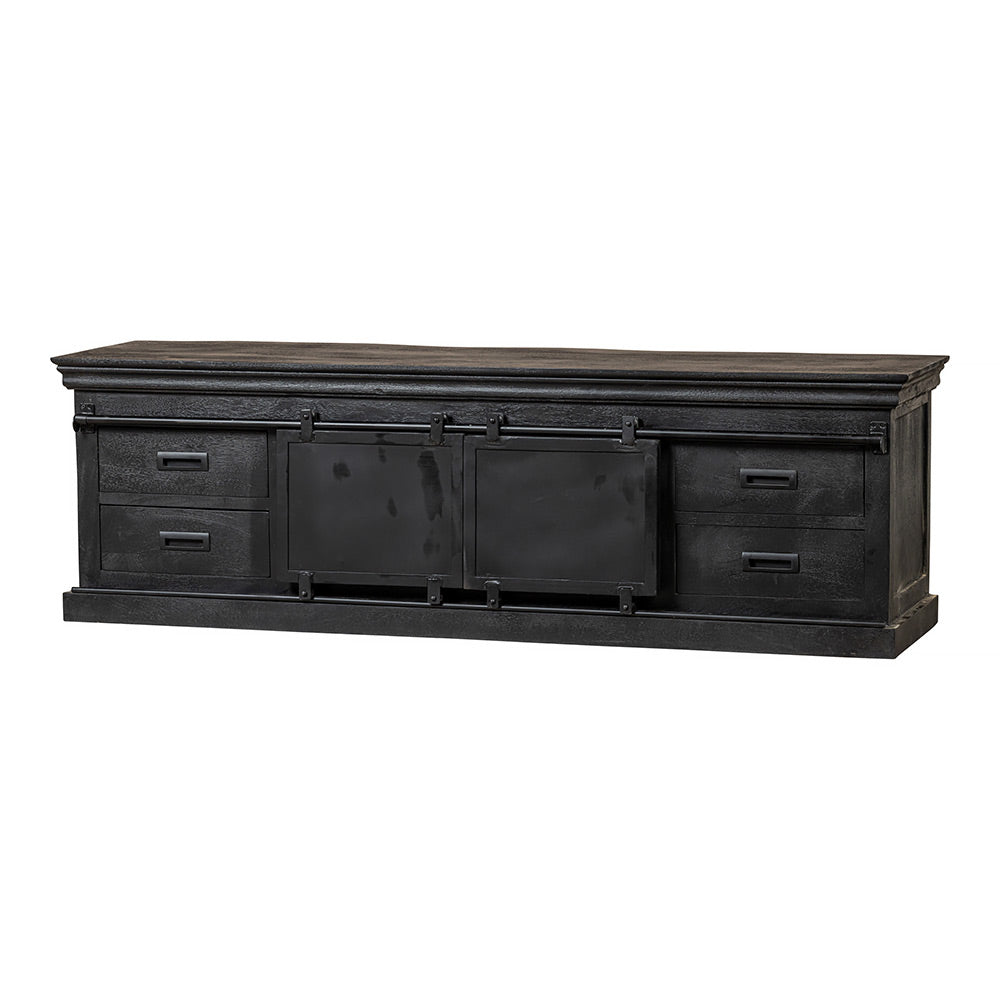 TV skrinka z mangového dreva Portland Black 180 cm Mahom