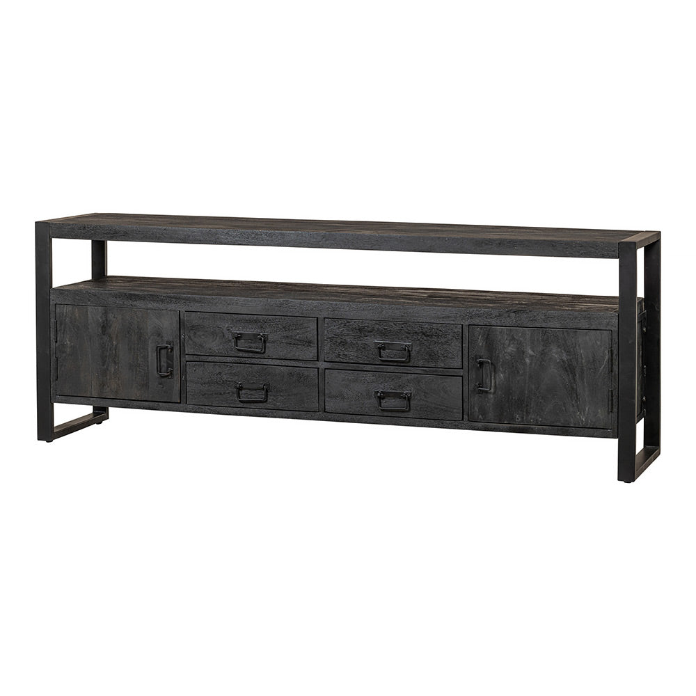 TV skrinka z mangového dreva Seattle Black 220 cm Mahom