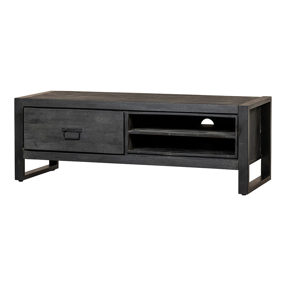 TV skrinka z mangového dreva Stockton Black 130 cm Mahom