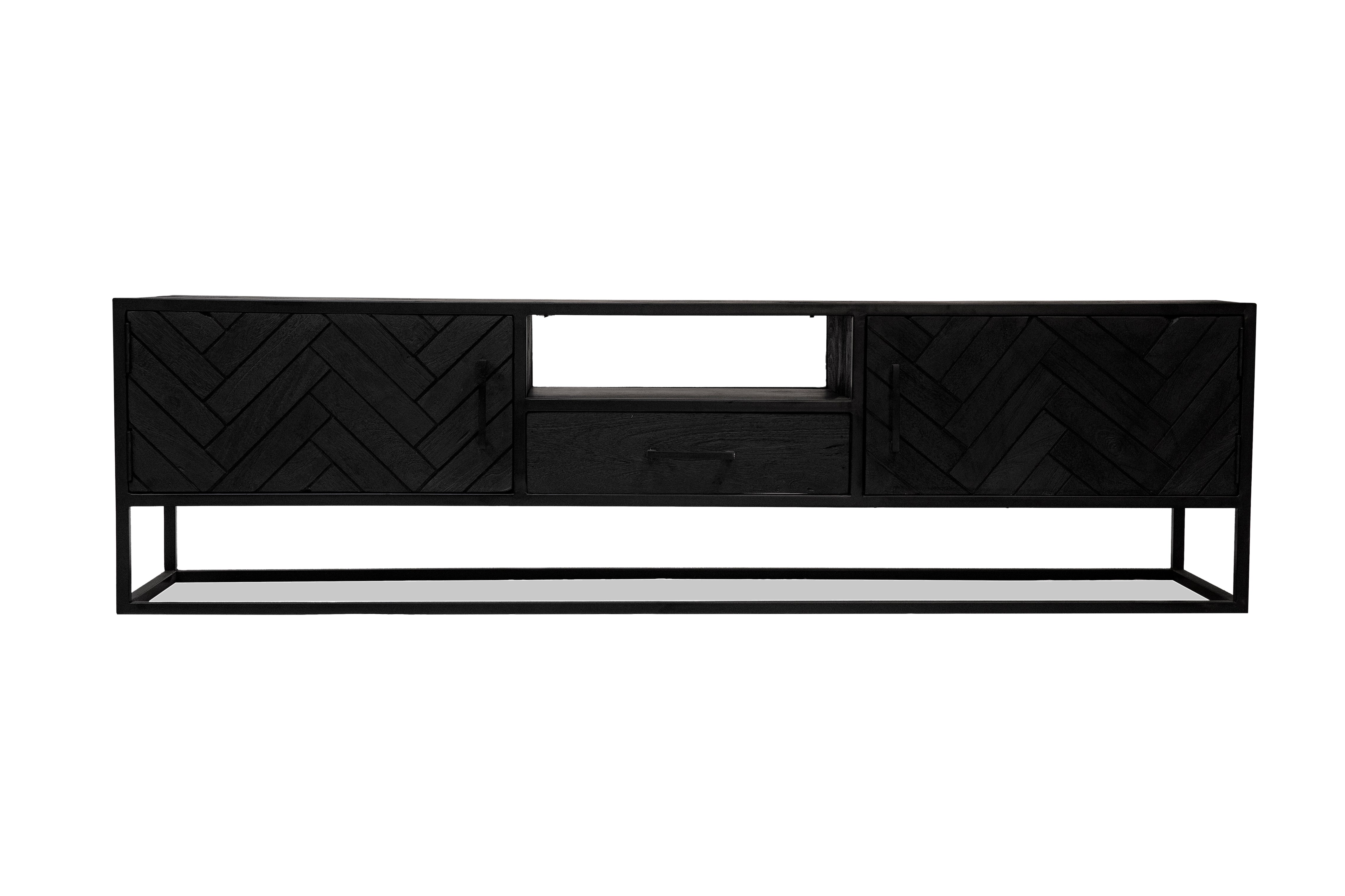 TV skrinka z mangového dreva Toronto Black 180 cm Mahom