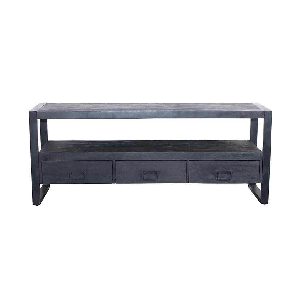 TV skrinka z mangového dreva Fresno Black 150 cm Mahom