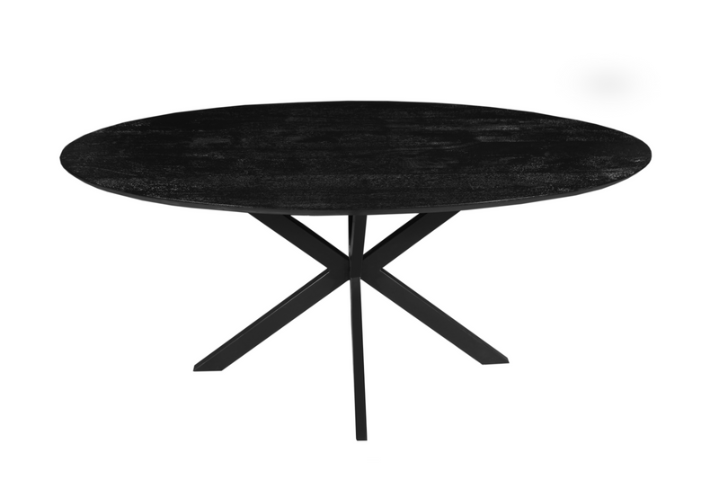 Jedálenský stôl z mangového dreva Bologna Black oválny 180x100 cm Mahom