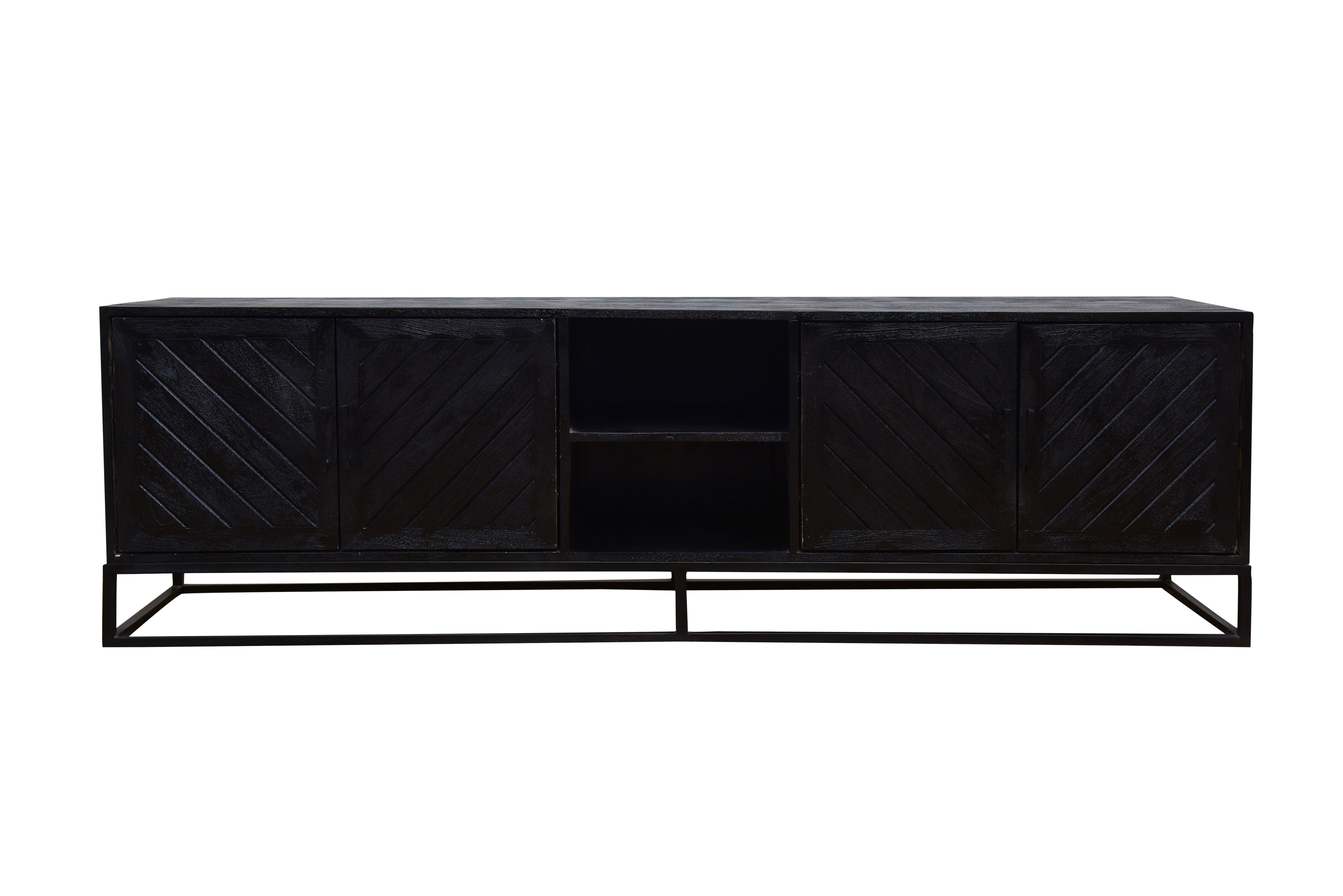 TV skrinka z mangového dreva Reno Black 200 cm Mahom